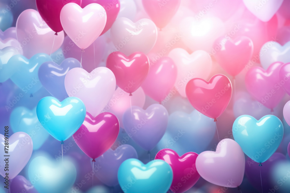 Colorful Heart Balloons Bokeh Background