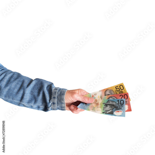 hand holding Australian money photo