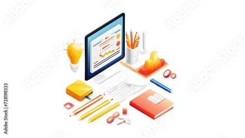 Content marketing Icon of nice animated for your isometric videos easy to use with Transparent Background