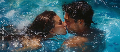 Dolph's Enchanting Kiss Transforms Young Woman in Blue Water Pool photo
