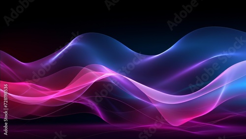 abstract light wave background with glowing neon curvy lines. Dynamic light flow, with blue purple neon light effect.