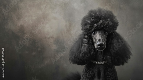 Profile of a Regal Standard Poodle in Textured Black and Grey Tones