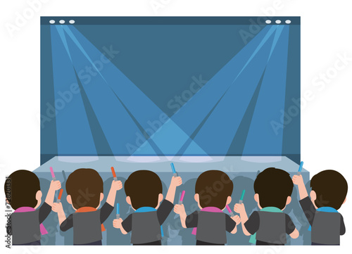 コンサート会場　観客の後ろ姿 イラスト