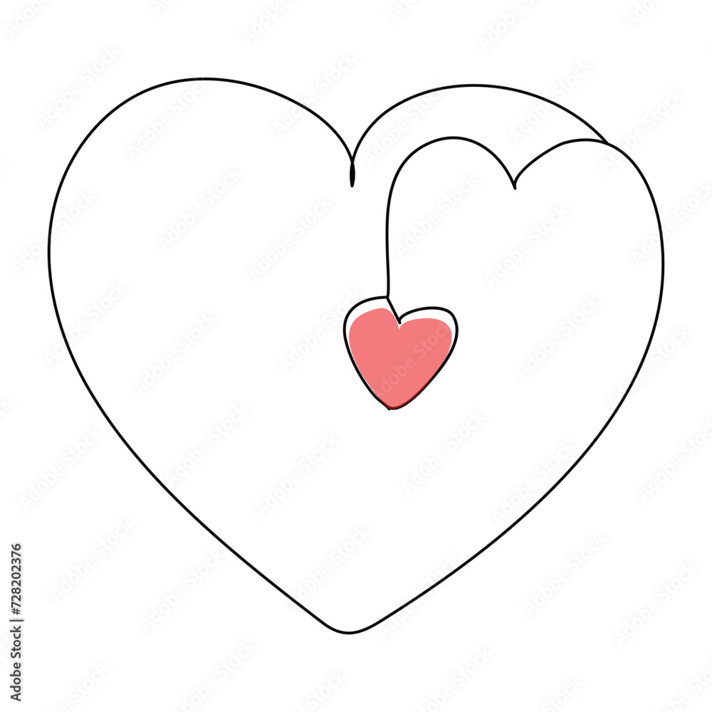 Heart continuous one line art drawing. color shape Love sign. outline Vector illustration. Heart continuous one line art drawing. color shape Love sign. outline Vector illustration.