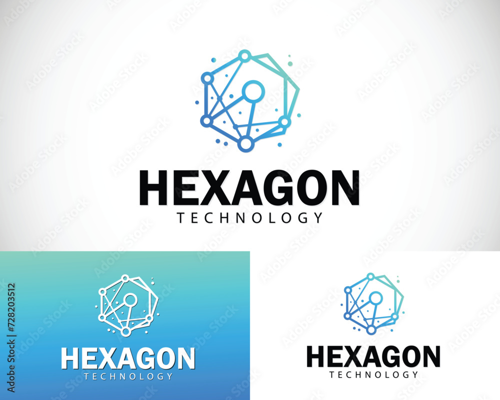 Fototapeta premium hexagon tech logo creative design concept science molecule design business