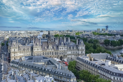 Paris, aerial view of the Hotel de Ville  © Wirestock