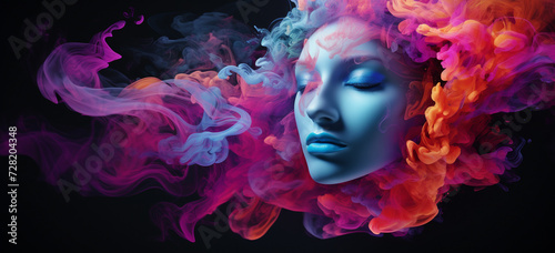 colorful mask with smoke coming out of it