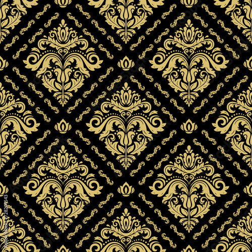 Orient classic black and golden pattern. Seamless abstract background with vintage elements. Orient pattern. Ornament for wallpapers and packaging