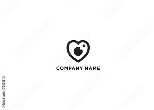 love photography with camera logo concept
