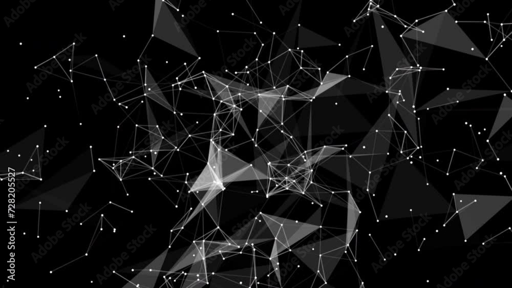 Connection moving dots and lines. Network connection structure. Data technology and scientific illustration. Black background.