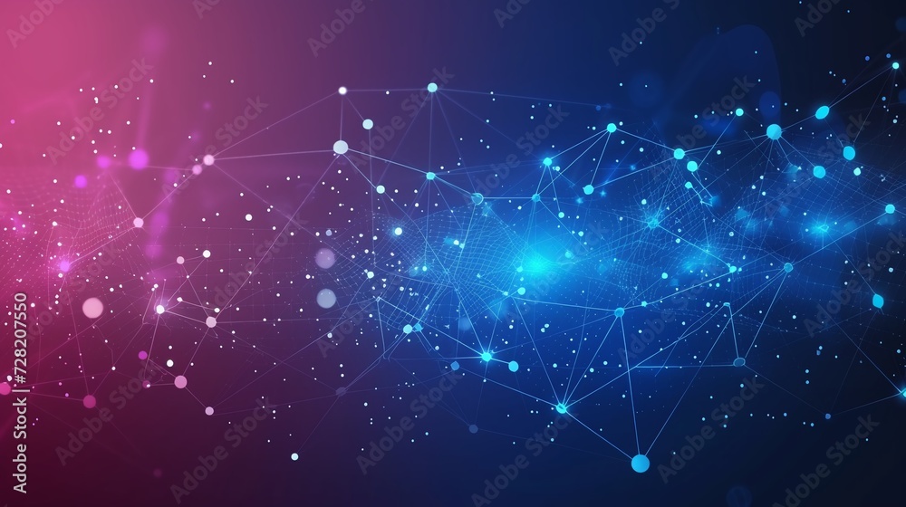 Abstract technology background. Network connection structure with dots and lines.