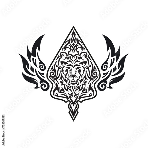 black gunungan wayang with lion and  wings  icon vector concept design