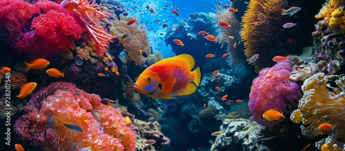 Underwater World: Majestic Fish and Colorful Coral in Underwater World