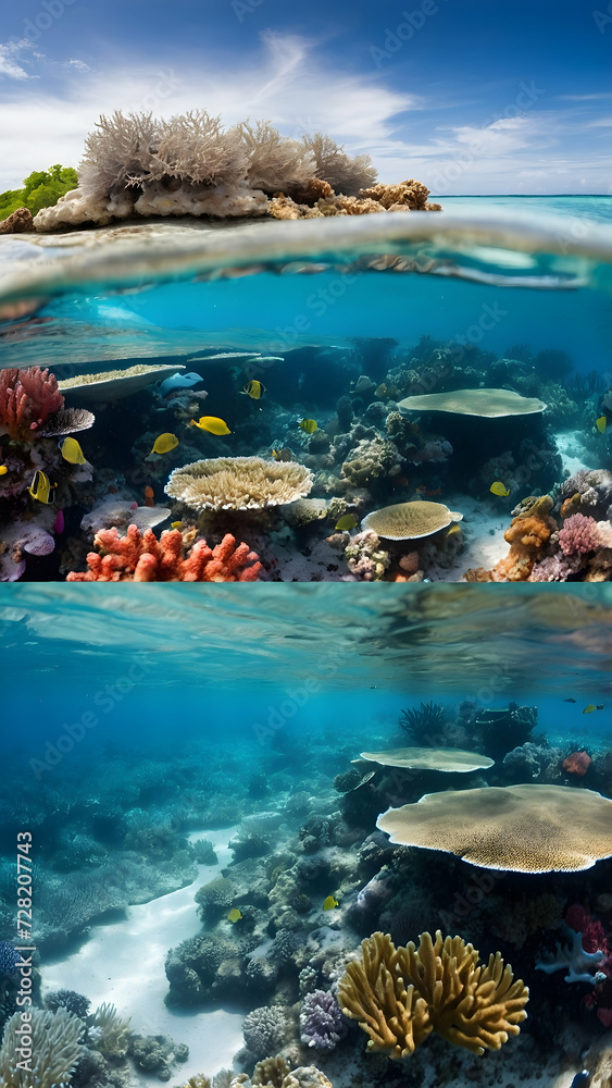 Vibrant Coral Reef Teeming with Marine Life

