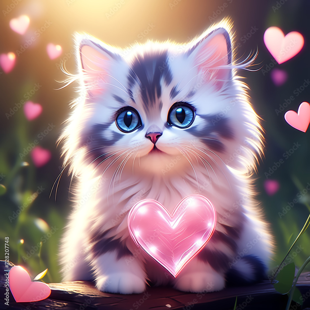cat in love,nyang looking for my other half사랑을 하는 고양이,나의 반쪽을 찾는다냥 Generative AI