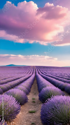 Dreamy Pastel Sky over Lavender Fields in Provence 