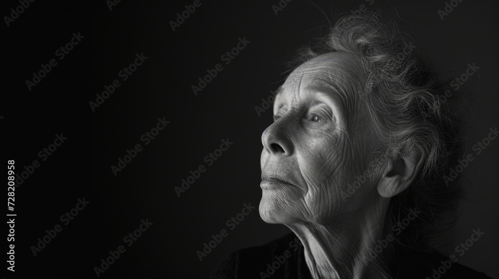 Portrait of an older woman her face lined with wisdom and experience reflecting on the journey of selfdiscovery she has traveled throughout her life.