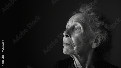 Portrait of an older woman her face lined with wisdom and experience reflecting on the journey of selfdiscovery she has traveled throughout her life.