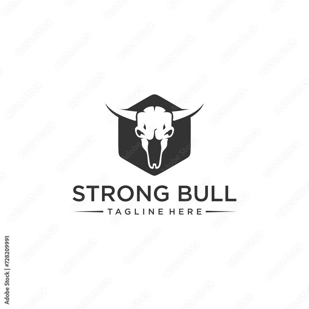 Bull head horns, cow head, buffalo head, Strong bull logo and symbol template icon app
