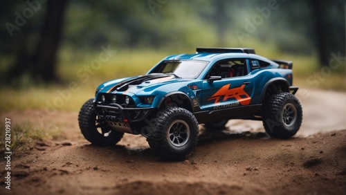 Close-up high-resolution image of an off-road remote control car toy. photo