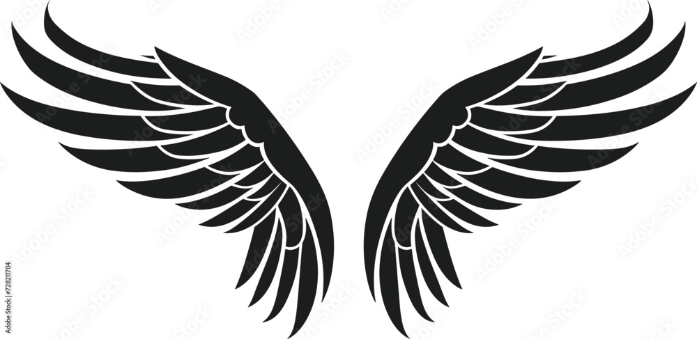 Angel wings vector illustration for tattoo, sticker and wall art Angel wings vector illustration for tattoo, sticker and wall art