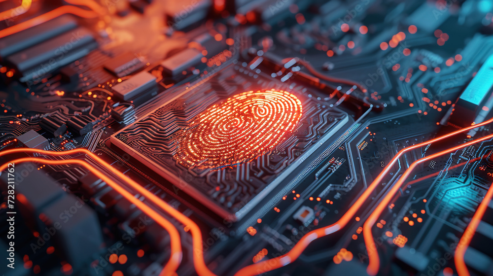 Fingerprint recognition chips and integrated circuits, biometrics, and fingerprint lock technology concepts Fingerprint recognition chips and integrated circuits, biometrics, and fingerprint lock technology concepts