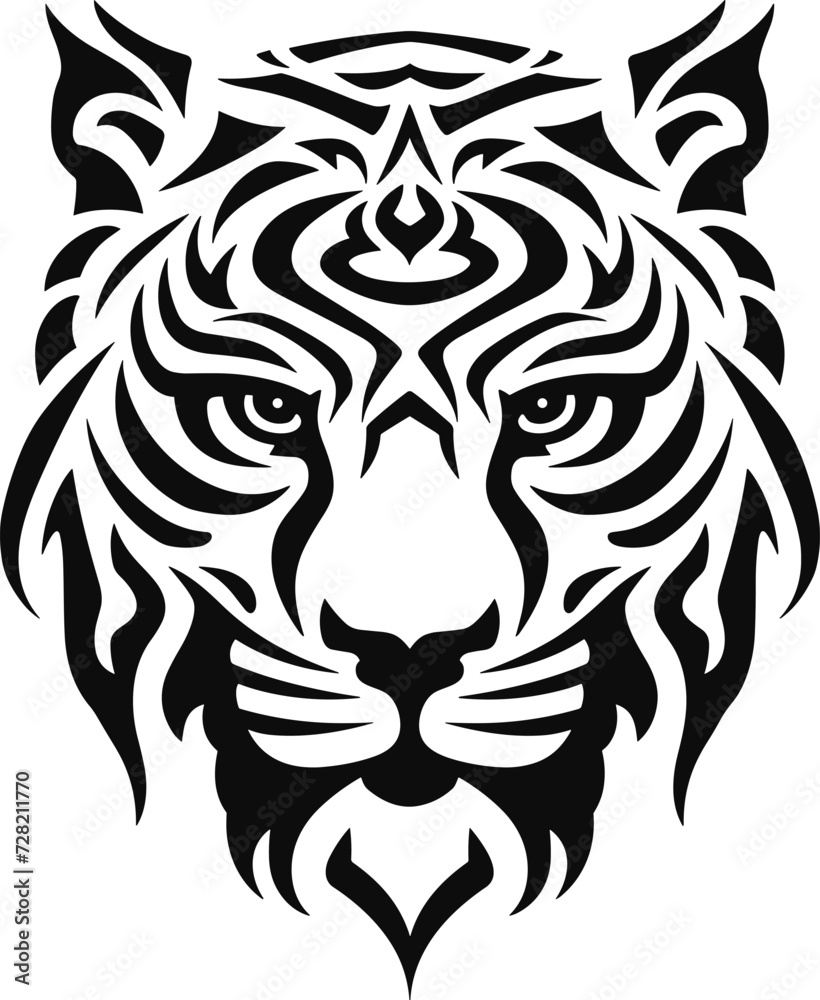 Fototapeta premium Aztec tribal tiger design vector illustration for logos, tattoos, stickers, t-shirt designs, hats