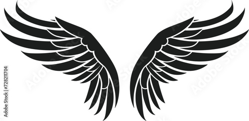 Angel wings vector illustration for tattoo, sticker and wall art photo
