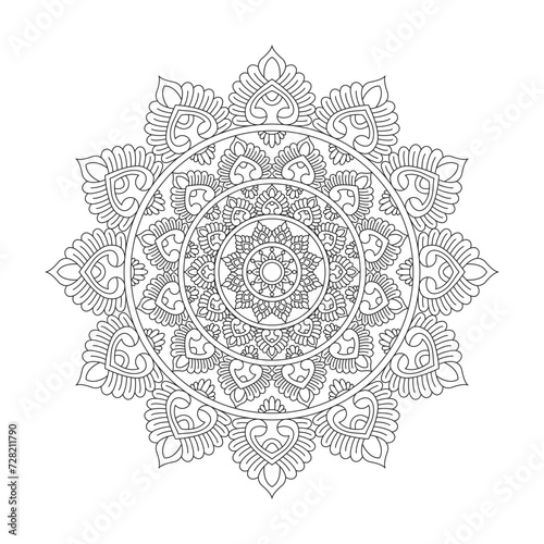 Radial Center Mandala Coloring Book Page for kdp Book Interior