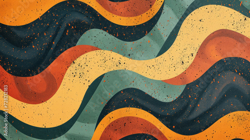Wallpaper Mural Groovy psychedelic abstract wavy background with rough texture combined with retro colors avocado green, mustard yellow and burnt orange Torontodigital.ca