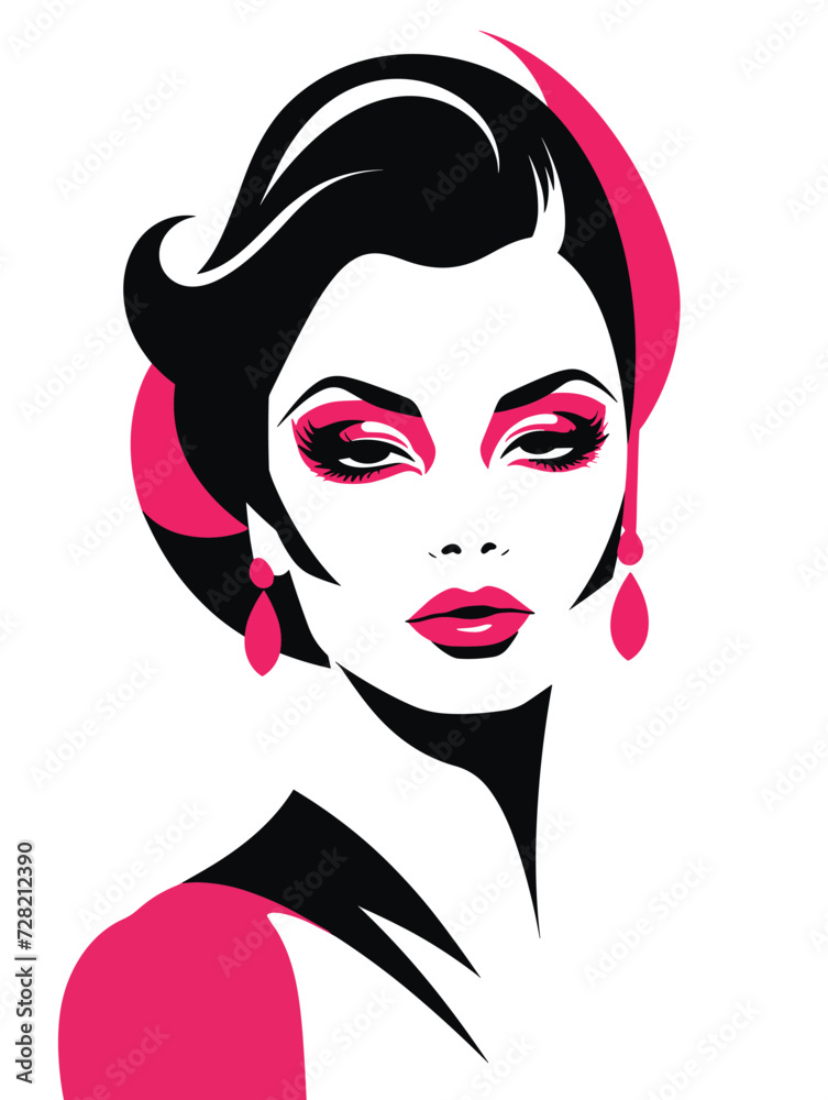 beautiful stylish portrait of a woman vector illustration for wall art, stickers and logo beautiful stylish portrait of a woman vector illustration for wall art, stickers and logo