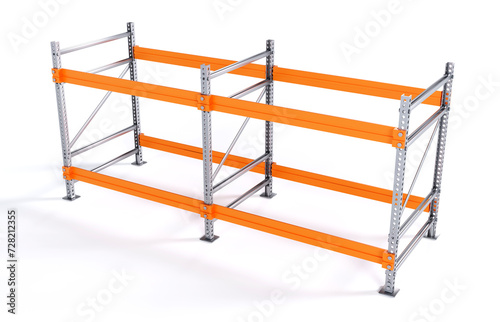 Empty warehouse racks. Empty metal shelf isolated on white background. Storage concept. 3d-rendering