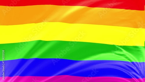 Full Screen Progress Pride flag waving in the wind HD. LGBT, LGBTQIA+ Rainbow, Equality. Pride Month. 6 Stripe photo