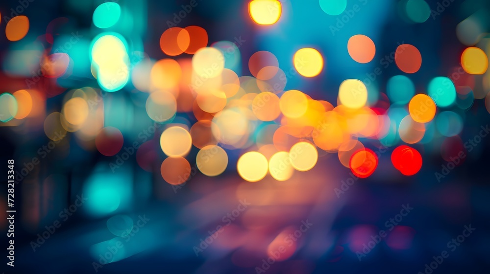 Defocus multicolor city light of district with cityscape for background. wallpaper. presentation. copy space. mockup. 