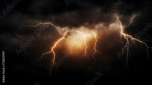 Flash of lightning on dark background banner design