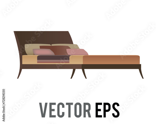 Dark designer double bed living room retro style home interior design with pillow and cushion