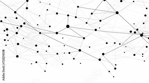 Black Dots and Lines on White Background Representing Network Connection. Generative AI