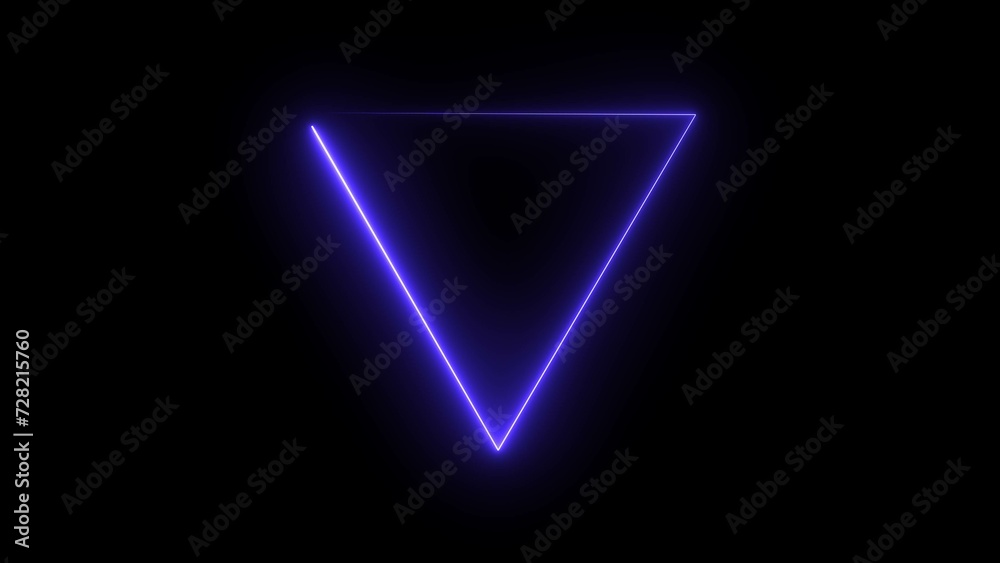 Fototapeta premium Abstract neon line glowing triangle frame loading background illustration.