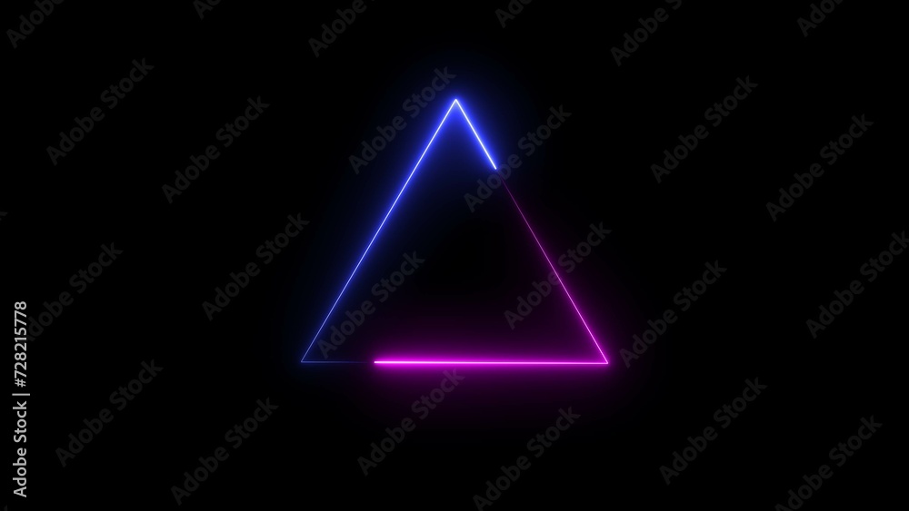 Abstract neon light glowing triangle frame loading background illustration. Abstract neon light glowing triangle frame loading background illustration.