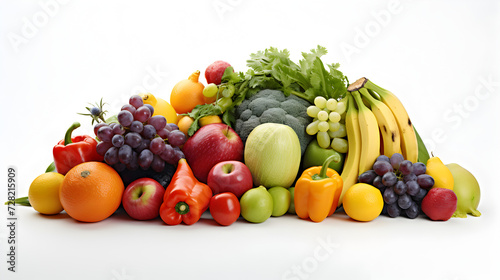 Fruits and vegetables isolated on a white background