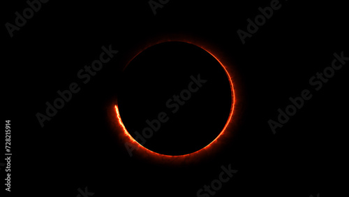 Abstract neon light glowing fire circle frame loading background illustration.