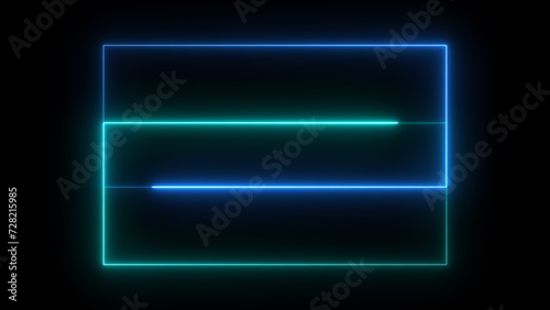 Abstract glowing neon light rectangle frame background illustration.