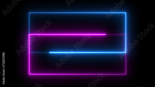 Abstract glowing fire neon light rectangle frame background illustration. 