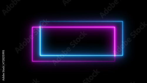 Abstract Beautiful neon light rectangle frame background illustration 4K.