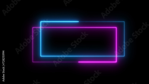 Abstract glowing fire neon light rectangle frame background illustration. 