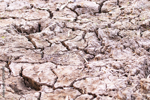 Desert dry and cracked ground. Abstract texture background. Ponds or canals are dry and ground is cracked, natural phenomenon. surface, Dry soil in arid area.