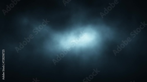 Dark blue dense smoke loop slow motion copy space animation background. photo