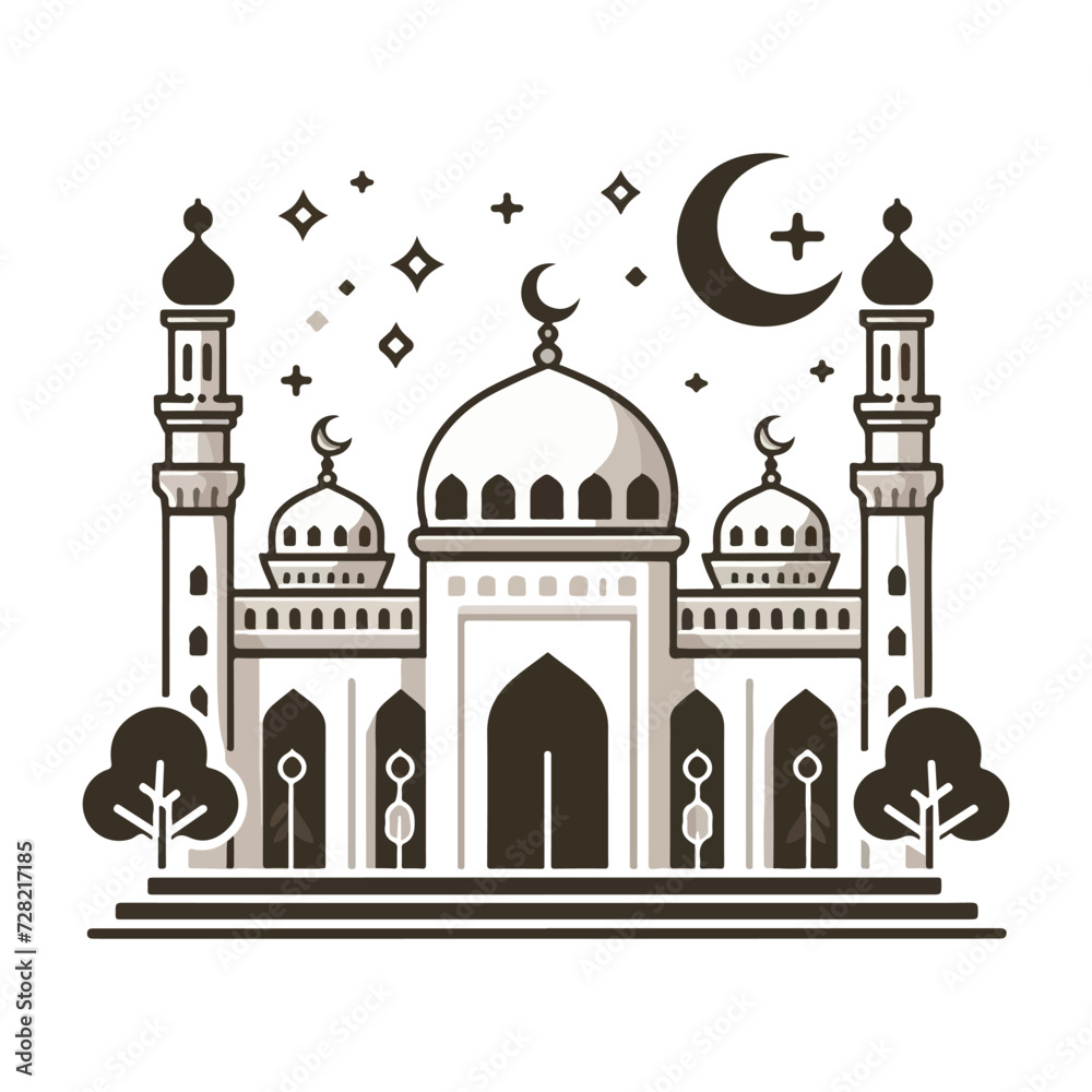 vector mosque design on white background