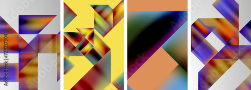Set of abstract geometric posters. Abstract backgrounds for wallpaper, business card, cover, poster, banner, brochure, header, website © antishock