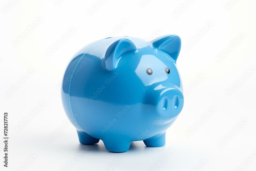 isolated blue piggy bank on white background. Generative AI isolated blue piggy bank on white background. Generative AI
